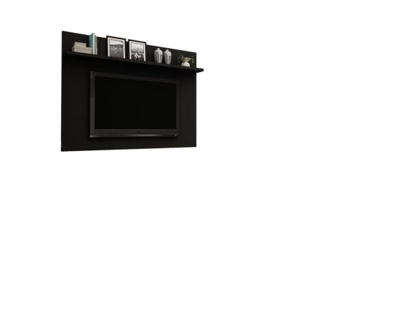 Manhattan Comfort Tribeca 53.94 Mid-Century Modern TV Panel with Overhead D?cor Shelf in Black