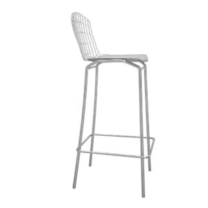 Manhattan Comfort Madeline 41.73" Barstool, Set of 3 in Silver and White