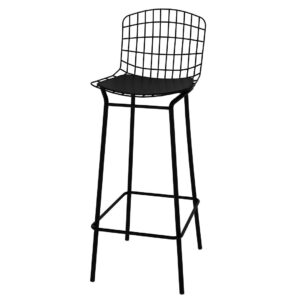 Manhattan Comfort Madeline 41.73" Barstool, Set of 3 with Seat Cushion in Black