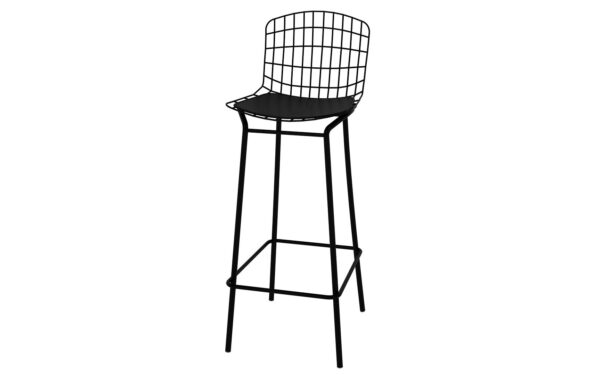 Manhattan Comfort Madeline 41.73" Barstool, Set of 3 with Seat Cushion in Black