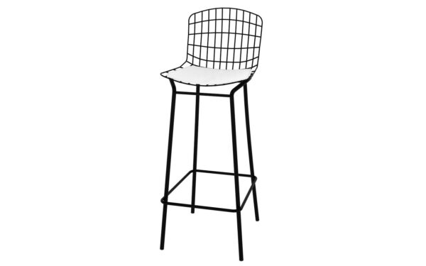 Manhattan Comfort Madeline 41.73" Barstool, Set of 3 with Seat Cushion in Black and White