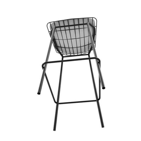 Manhattan Comfort Madeline 41.73" Barstool, Set of 3 with Seat Cushion in Black and White