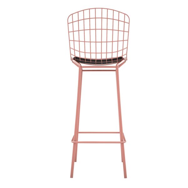 Manhattan Comfort Madeline 41.73" Barstool, Set of 3 with Seat Cushion in Rose Pink Gold and Black