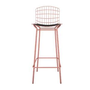 Manhattan Comfort Madeline 41.73" Barstool, Set of 3 with Seat Cushion in Rose Pink Gold and Black