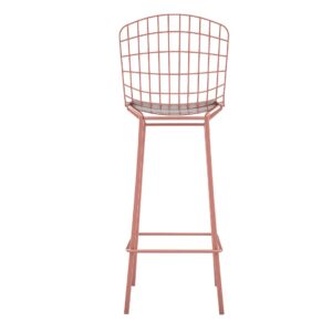 Manhattan Comfort Madeline 41.73" Barstool, Set of 3 with Seat Cushion in Rose Pink Gold and White