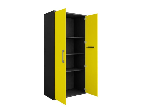 Manhattan Comfort Eiffel Storage Cabinet in Matte Black and Yellow (Set of 3)