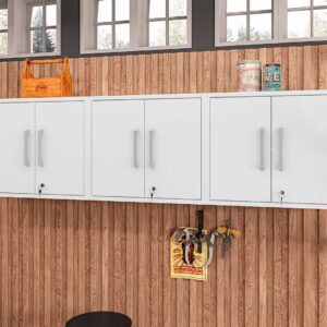 Manhattan Comfort Eiffel Floating Garage Cabinet in White (Set of 3)