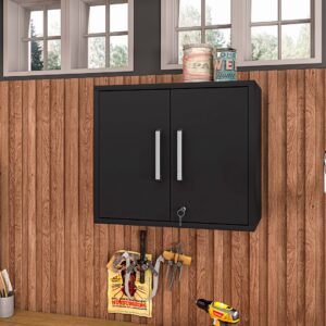 Manhattan Comfort Eiffel Floating Garage Cabinet in Matte Black (Set of 3)