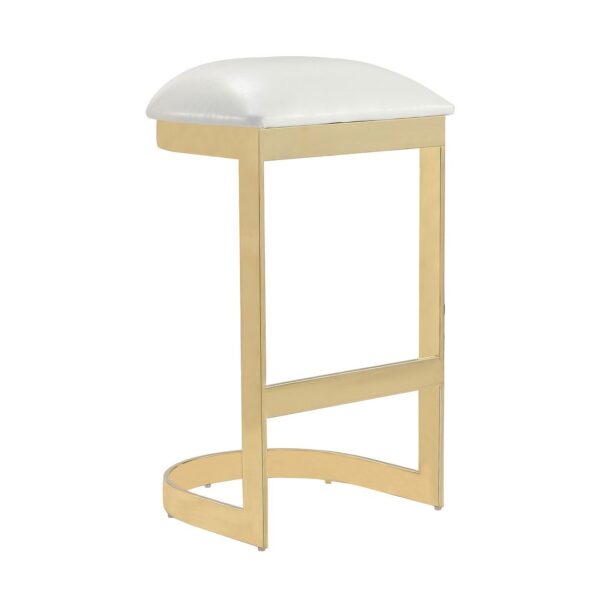 Manhattan Comfort Aura 28.54 in. White and Polished Brass Stainless Steel Bar Stool (Set of 3)