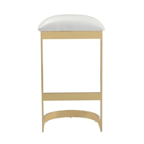 Manhattan Comfort Aura 28.54 in. White and Polished Brass Stainless Steel Bar Stool (Set of 3)