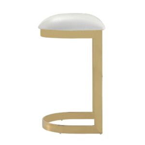 Manhattan Comfort Aura 28.54 in. White and Polished Brass Stainless Steel Bar Stool (Set of 3)