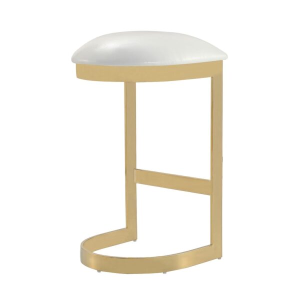 Manhattan Comfort Aura 28.54 in. White and Polished Brass Stainless Steel Bar Stool (Set of 3)