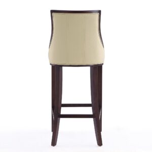 Manhattan Comfort Fifth Avenue 45 in. Cream and Walnut Beech Wood Bar Stool (Set of 3)