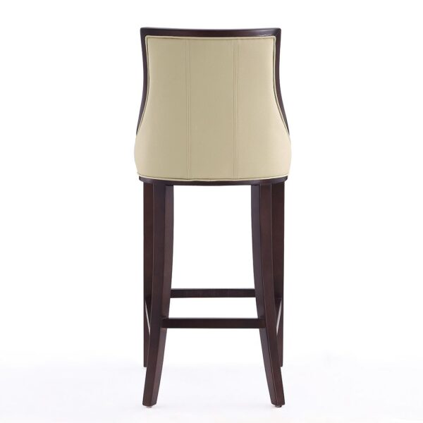 Manhattan Comfort Fifth Avenue 45 in. Cream and Walnut Beech Wood Bar Stool (Set of 3)