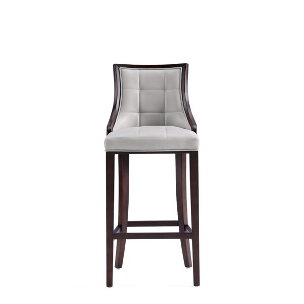 Manhattan Comfort Fifth Avenue Faux Leather Barstool in Light Grey (Set of 3)