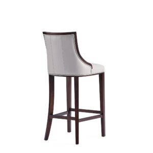 Manhattan Comfort Fifth Avenue Faux Leather Barstool in Light Grey (Set of 3)