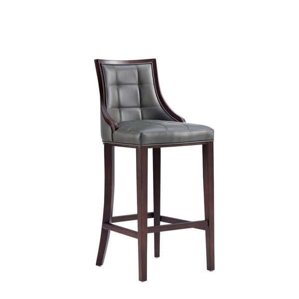 Manhattan Comfort Fifth Avenue Faux Leather Barstool in Pebble Grey (Set of 3)