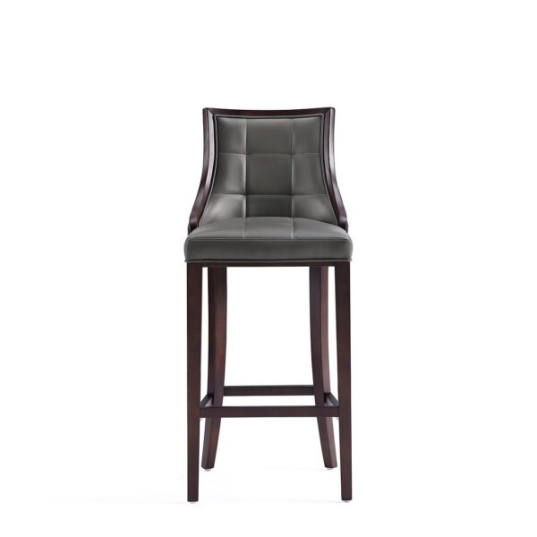 Manhattan Comfort Fifth Avenue Faux Leather Barstool in Pebble Grey (Set of 3)