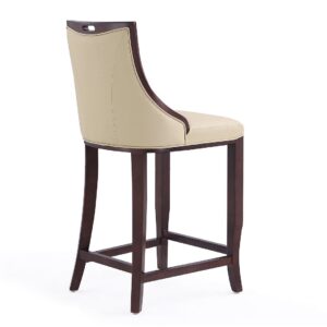 Manhattan Comfort Emperor 41 in. Cream and Walnut Beech Wood Bar Stool (Set of 3)