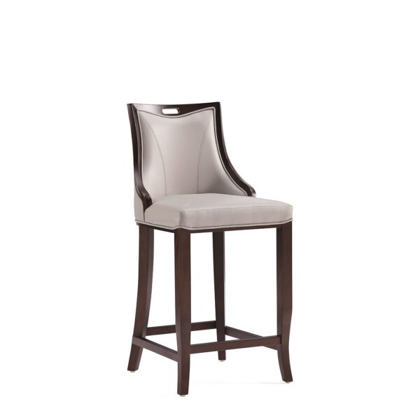 Manhattan Comfort Emperor Faux Leather Barstool in Light Grey (Set of 3)