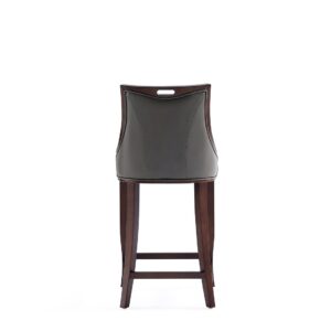 Manhattan Comfort Emperor Faux Leather Barstool in Pebble Grey (Set of 3)