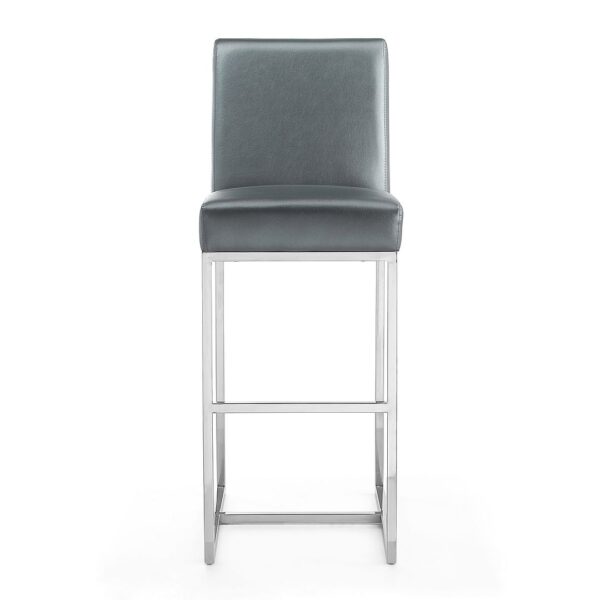 Manhattan Comfort Element 42.13 in. Graphite and Polished Chrome Stainless Steel Bar Stool (Set of 3)