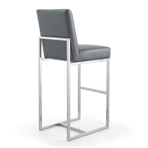 Manhattan Comfort Element 42.13 in. Graphite and Polished Chrome Stainless Steel Bar Stool (Set of 3)