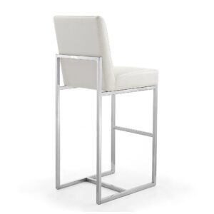 Manhattan Comfort Element 42.13 in. Pearl White and Polished Chrome Stainless Steel Bar Stool (Set of 3)