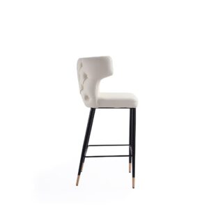 Manhattan Comfort Holguin 41.34 in. Cream, Black and Gold Wood Barstool (Set of 3)