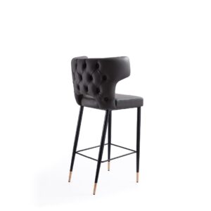 Manhattan Comfort Holguin 41.34 in. Grey, Black and Gold Wood Barstool (Set of 3)