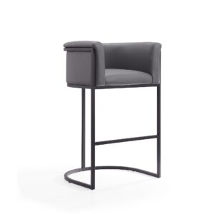 Manhattan Comfort Cosmopolitan 37.8 in. Grey and Black Metal Barstool (Set of 3)