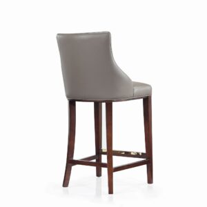 Manhattan Comfort Modern Shubert Barstool Upholstered in Dark Taupe Leatherette with Beech Wood Legs - Set of 3