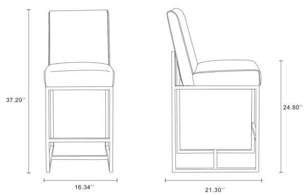 Manhattan Comfort Element 37.2 in. Pearl White and Polished Chrome Stainless Steel Counter Height Bar Stool (Set of 3)