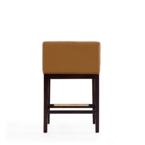 Manhattan Comfort Kingsley 34 in. Camel and Dark Walnut Beech Wood Counter Height Bar Stool (Set of 3)