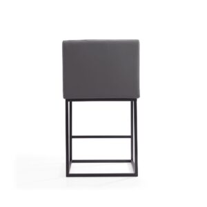 Manhattan Comfort Ambassador 38 in. Grey and Black Metal Counter Height Bar Stool (Set of 3)