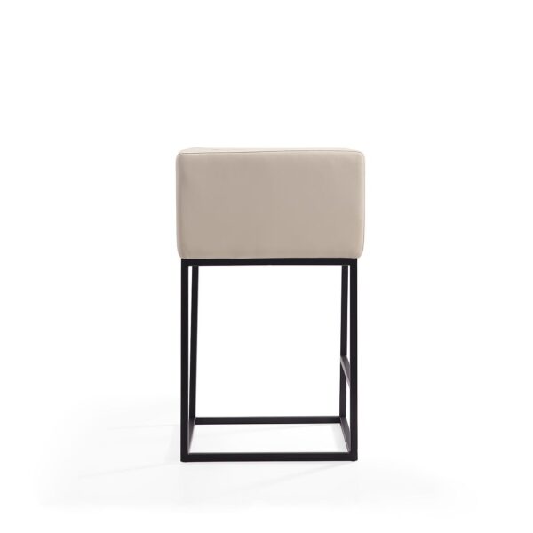 Manhattan Comfort Embassy 34 in. Cream and Black Metal Counter Height Bar Stool (Set of 3)