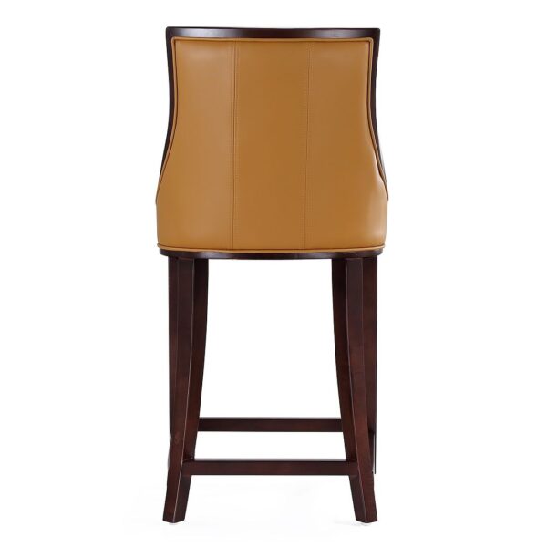 Manhattan Comfort Fifth Ave 39.5 in. Camel and Dark Walnut Beech Wood Counter Height Bar Stool (Set of 3)