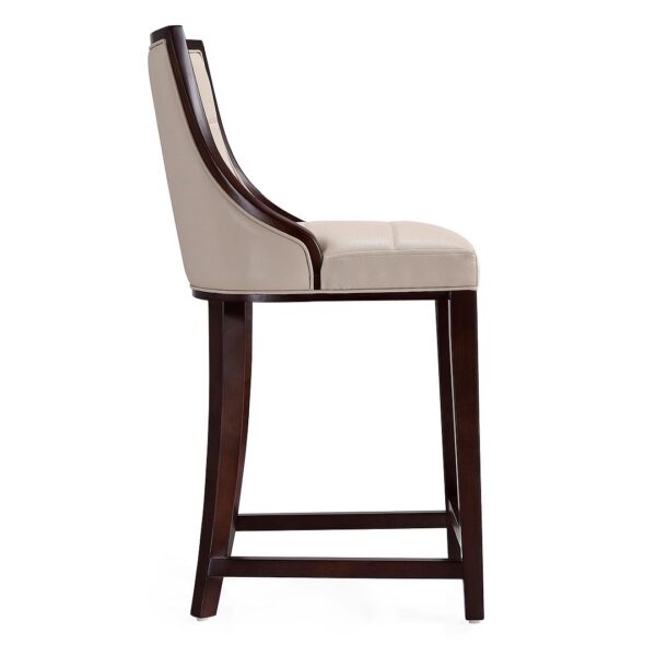 Manhattan Comfort Fifth Ave 39.5 in. Cream and Dark Walnut Beech Wood Counter Height Bar Stool (Set of 3)