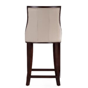 Manhattan Comfort Fifth Ave 39.5 in. Cream and Dark Walnut Beech Wood Counter Height Bar Stool (Set of 3)