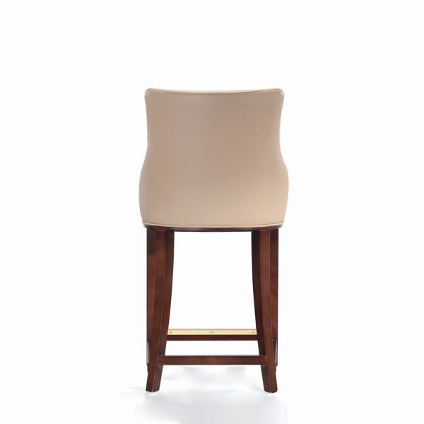 Manhattan Comfort Modern Shubert Counter Stool Upholstered in Tan Leatherette with Beech Wood Legs - Set of 3