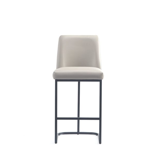 Manhattan Comfort Serena Modern Leatherette Upholstered Counter Stool in Light Grey - Set of 3