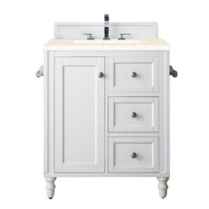 James Martin 301-V30-BW-3EMR Copper Cove Encore 30 Inch Single Vanity in Bright White with 3 CM Eternal Marfil Quartz Top