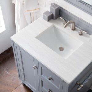 James Martin 301-V30-SL-3AF Copper Cove Encore 30 Inch Single Vanity in Silver Gray with 3 cm Arctic Fall Solid Surface Top