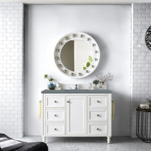 James Martin 301-V48-BW-3CBL Copper Cove Encore 48 Inch Single Vanity Cabinet with Cala Blue Quartz Top - Bright White