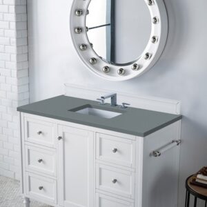 James Martin 301-V48-BW-3CBL Copper Cove Encore 48 Inch Single Vanity Cabinet with Cala Blue Quartz Top - Bright White