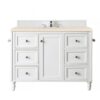 James Martin 301-V48-BW-3EMR Copper Cove Encore 48 Inch Single Vanity in Bright White with 3 CM Eternal Marfil Quartz Top