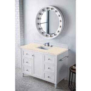 James Martin 301-V48-BW-3EMR Copper Cove Encore 48 Inch Single Vanity in Bright White with 3 CM Eternal Marfil Quartz Top