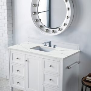 James Martin 301-V48-BW-3ENC Copper Cove Encore 48 Inch Single Vanity Cabinet with Ethereal Noctis Quartz Top - Bright White