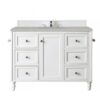 James Martin 301-V48-BW-3ESR Copper Cove Encore 48 Inch Single Vanity in Bright White with 3 CM Eternal Serena Quartz Top