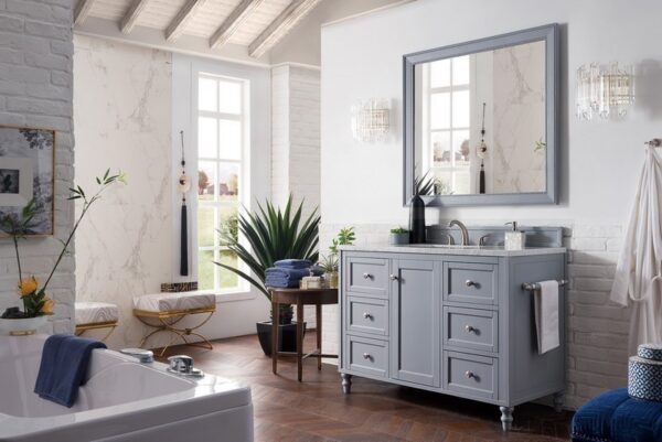 James Martin 301-V48-SL-3CAR Copper Cove Encore 48 Inch Single Vanity in Silver Gray with 3 cm Carrara Marble Top